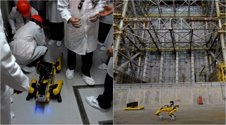 chernobyl, boston dynamics spot chernobyl, robot to check chernobyl radiation level, Ukraine chernobyl radiation level, viral videos, indian express