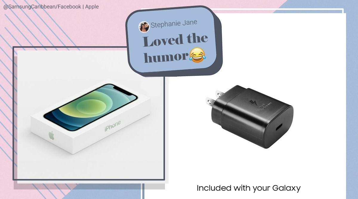 apple, apple iphone 12, apple no charger in box, iphone 12 no charger, samsung troll apple, samsung troll iphone 12 no charger, viral news, indian express