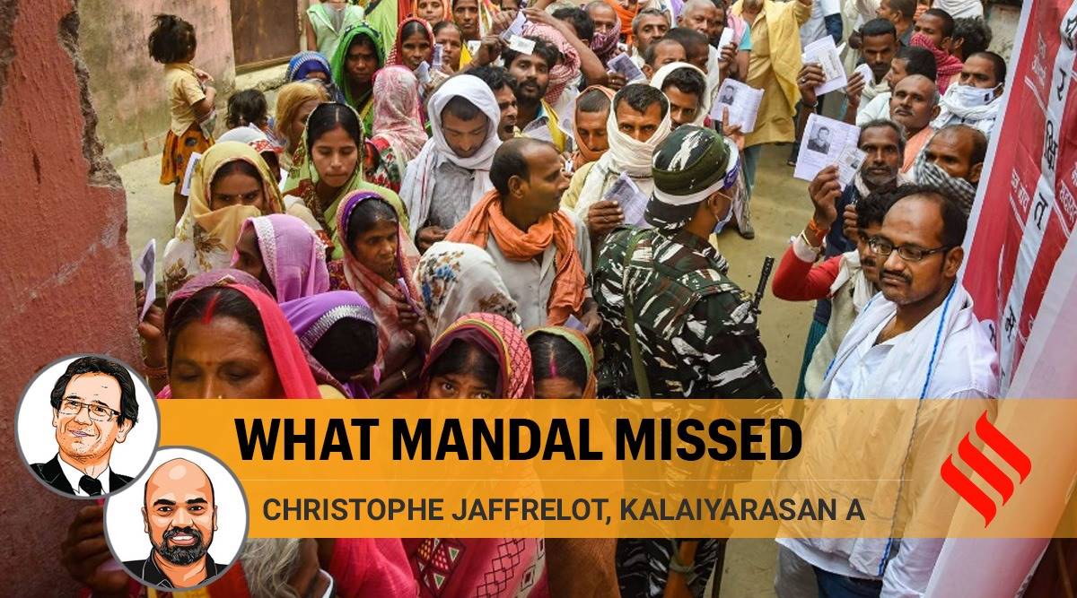 Voters stand in long queues to cast their votes at a polling station during the second phase of Assembly elections at Diyara in Danapur (PTI)