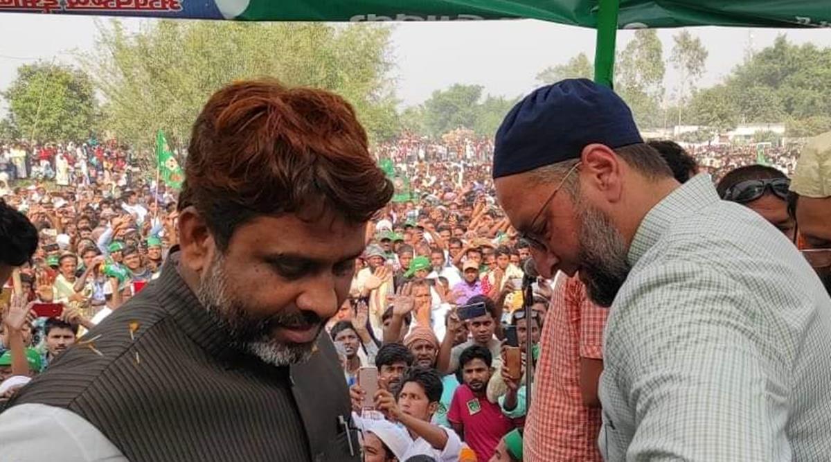 AIMIM's Bihar president Akhtar-ul Iman (left) with party chief Asaduddin Owaisi. 
