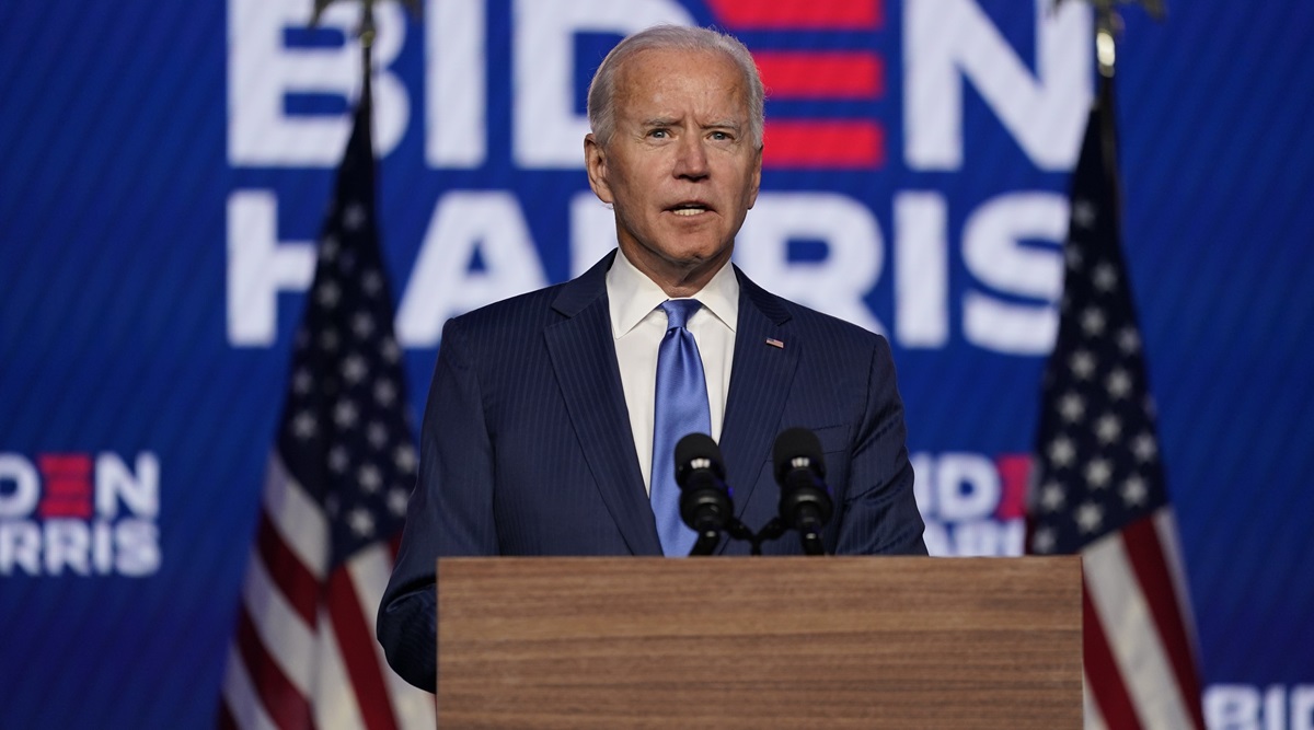 Democratic presidential candidate former Vice President Joe Biden speaks Friday, Nov. 6, 2020, in Wilmington, Del. (AP Photo/Carolyn Kaster)
