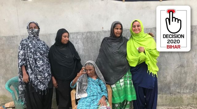 Seemazar Begum, who her family says is over 100, with daughters. (Express photo by Wali Ahmad)