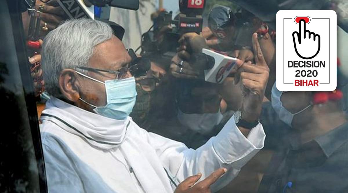 Bihar CM Nitish Kumar after casting his vote. (PTI Photo)
