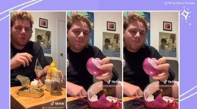 Coronavirus, COVID-19, COVID-19 taste test TikTok viral video, New Jersey, man COVID-19 taste test, man eats raw onion, New jersey man viral COVID-19 taste test, TikTok challenge, Trending news, Indian Express news.