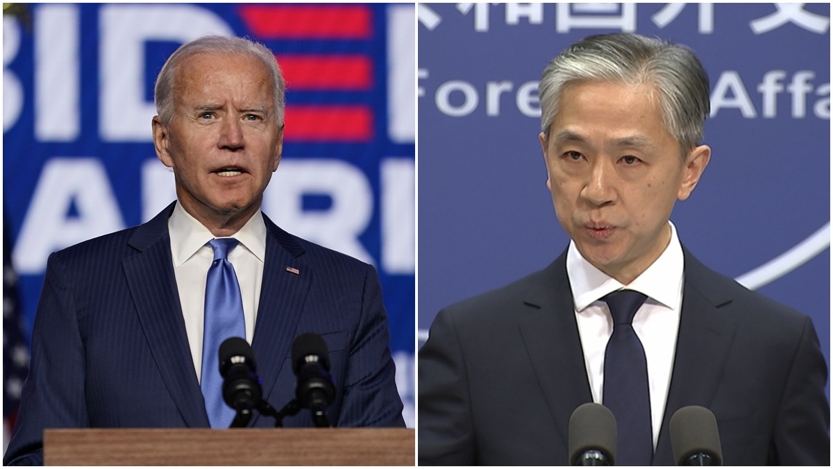 US President-elect Joe Biden (Left) and Chinese foreign ministry spokesman Wang Wenbin. (AP)
