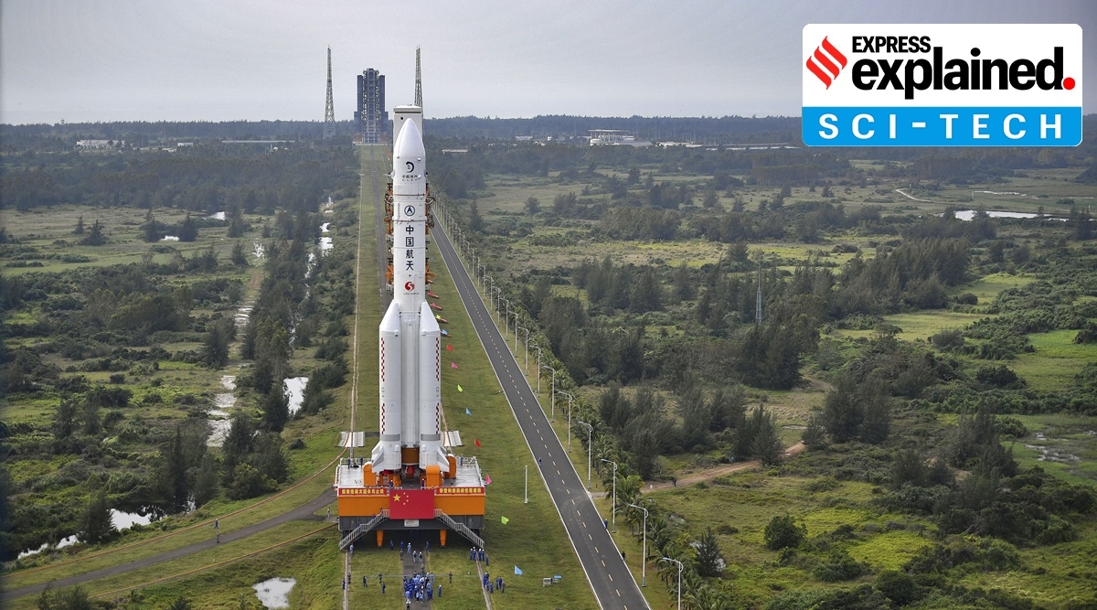In this Nov. 17, 2020, photo released by China's Xinhua News Agency, a Long March-5 rocket is moved at the Wenchang Space Launch Site in Wenchang in southern China's Hainan Province. (Xinhua via AP)
