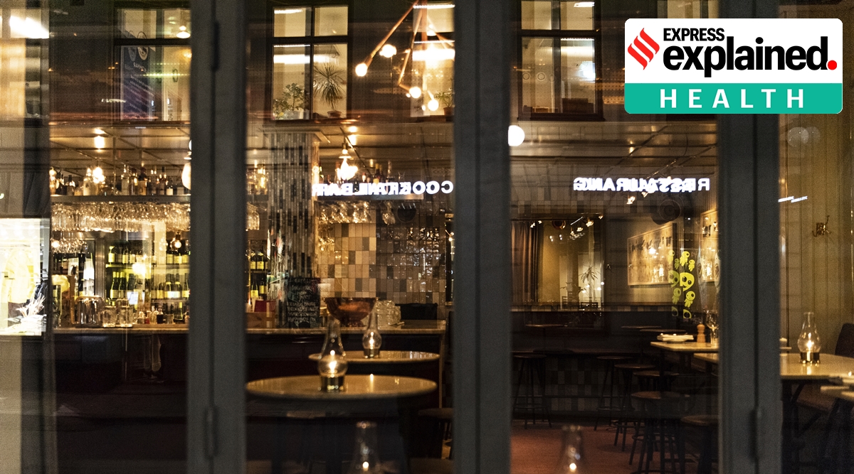 An empty restaurant in central Stockholm, Sweden, Thursday Nov. 12, 2020. (AP)