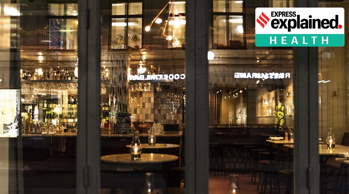 An empty restaurant in central Stockholm, Sweden, Thursday Nov. 12, 2020. (AP)