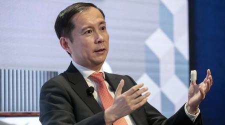 Daniel Zhang, chief executive officer of Alibaba Group Holding Ltd., gestures as he speaks during a panel session on day three of the World Economic Forum (WEF) in Davos, Switzerland, on Thursday, Jan. 24, 2019. (Photographer: Jason Alden/Bloomberg)