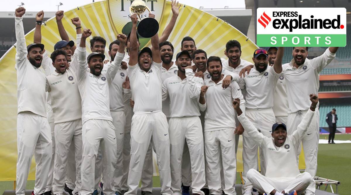 The Indian cricket team celebrate their series win over Australia in Sydney, Jan. 7, 2019. (File/AP Photo/Rick Rycroft)