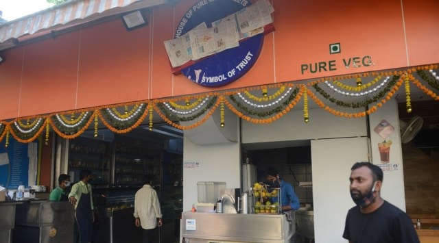 A video of the exchange between the two was caught on camera in which Nandgaokar is heard asking the owner to change the word 'Karachi' to "something in Marathi". (Express photo: Ganesh Shirsekar)