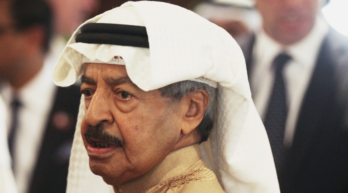 In this Nov. 10, 2016, file photo, Bahrain's Prime Minister Khalifa bin Salman Al Khalifa greets Britain's Prince Charles in Manama, Bahrain. (AP)