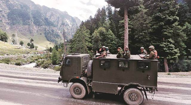 Soldiers on a highway leading to Ladakh. (Reuters/File)