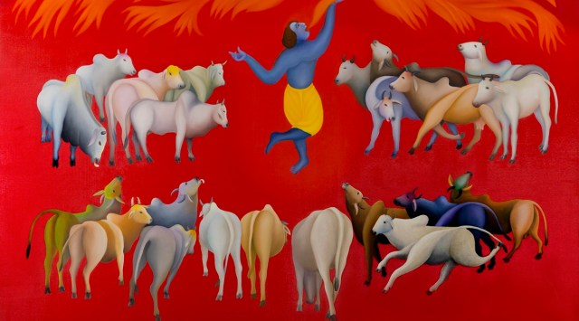 Krishna Eating the Fire by Manjit Bawa, c 1980 (Photo: Museum of Art &  Photography (MAP))