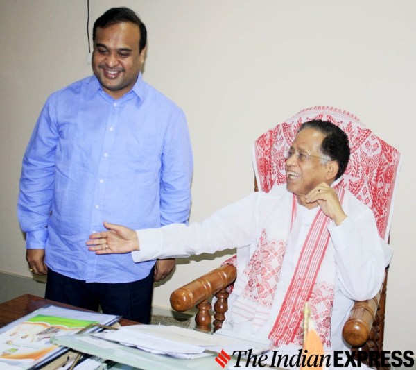 Tarun Gogoi with Himanta Biswa Sarma. (Express archive)