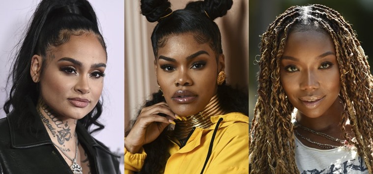 R&B female artist Kehlani, from left, Teyana Taylor and Brandy, who were not nominated for a Grammy Awards 2021. (Photo: AP)