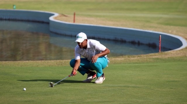 Golfer Akshay Sharma playing shot during PGTI players championship
played at Chandigarh Golf Club on Thursday. Express Photo by
Kamleshwar Singh