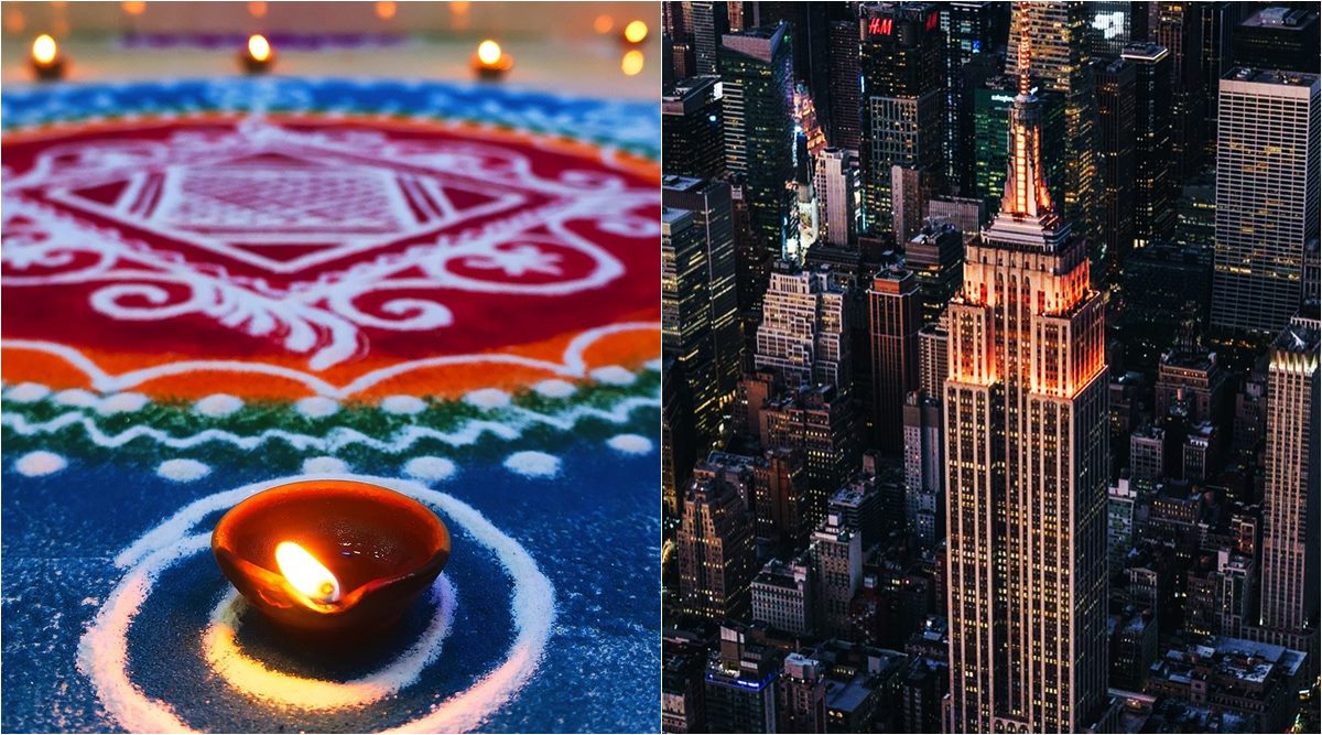 To commemorate Diwali, Empire State Building in New York lit up in