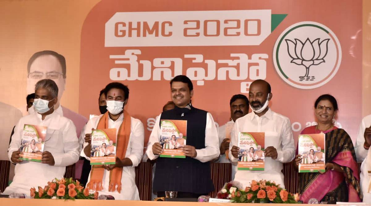 BJP Hyderabad civic polls manifesto Free Covid 19 vaccine and