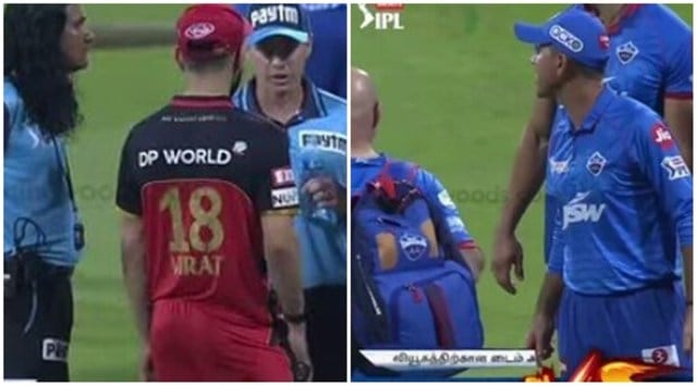 Virat Kohli and Ricky Ponting during IPL clash between RCB and DC (Source: Twitter)