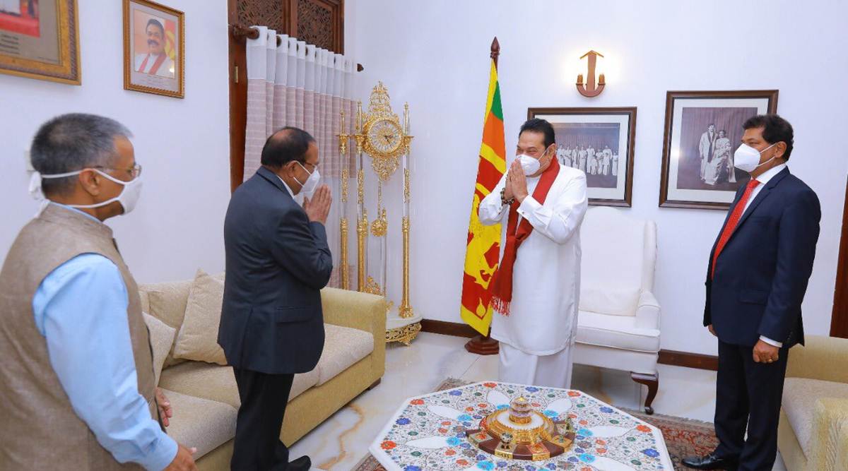 Mahinda Rajapaksa, ajit doval, Mahinda Rajapaksa ajit doval meeting, india sri lanka relations, indian express