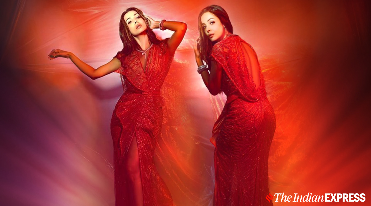 malaika red dress Malaika Arora in fiery red saree exudes major fashion goals