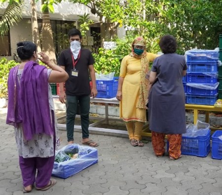 A Greenfield team in Navi Mumbai during the lockdown. (Express Photo)