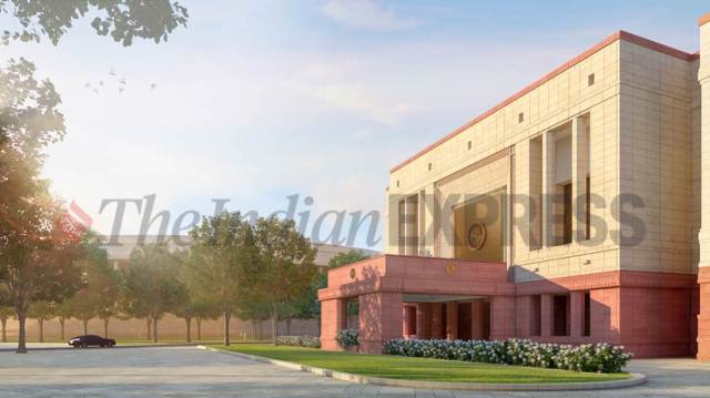 new parliament complex, central vista redevelopment, new parliament foundation stone laying, new parliament building bhumi pujan, total costs, indian express