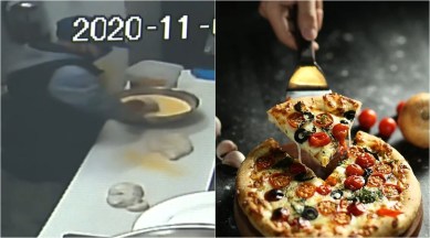 pizza burglar, burglar breaks in to make pizza, man bakes pizza after robbery, big slice pizza fullerton, robber makes pizza, funny robbery video, indian express news
