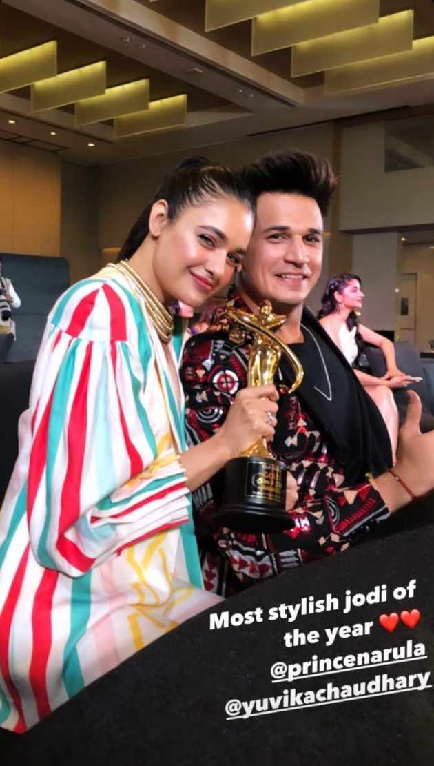 prince narula, yuvika chaudhary, Gold Glam and Style Awards