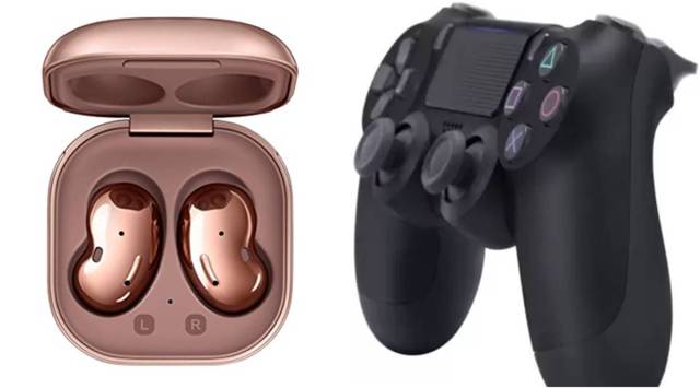 Samsung Galaxy Buds Live and Sony PS4 controller 