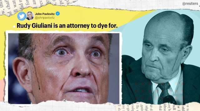 Rudy Giuliani, Rudy Giuliani hair dye, sweaty Rudy Giuliani, trump legal team press conference, trump voter fraud claim, us elections, us elections 2020, viral news, indian express