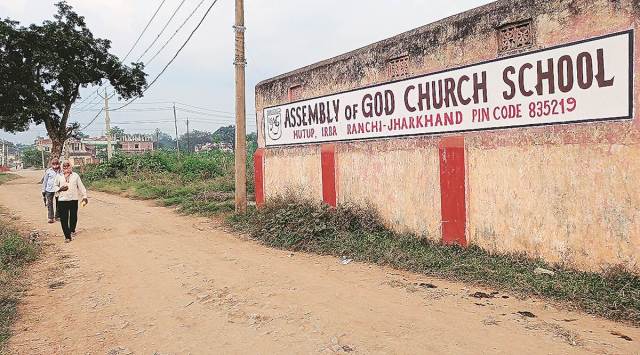 The in-charge at the Assembly of God Church School in Ranchi has been suspended.  (Express Photo: Abhishek Angad)