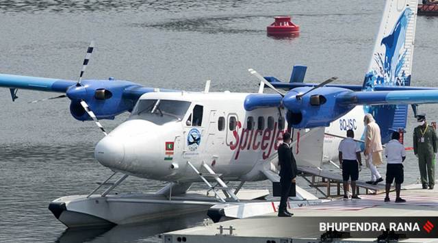 The country’s first seaplane route was inaugurated by Prime Minister Narendra Modi on Saturday. (Express photo by Bhupendra Rana)