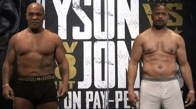 Mike Tyson vs Roy Jones Jr Live Streaming: The boxers at the weigh-in. 