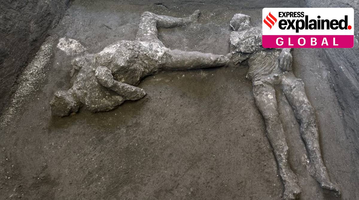 Bodies found Vesuvius, Mount Vesuvius, Vesuvius volcano, volcano Pompeii destruction, types of volcano, express explained, rich man and slave Pompeii, indian express