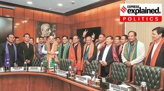 Home Minister Amit Shah, Assam CM Sarbananda Sonowal and Bodo leaders after the signing of the Bodo peace accord in January. (Photo: PTI/File)

