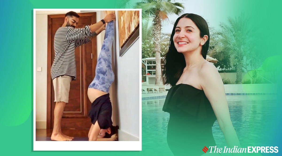  Pregnant  Anushka  Sharma  does Sirsasana sets major fitness 