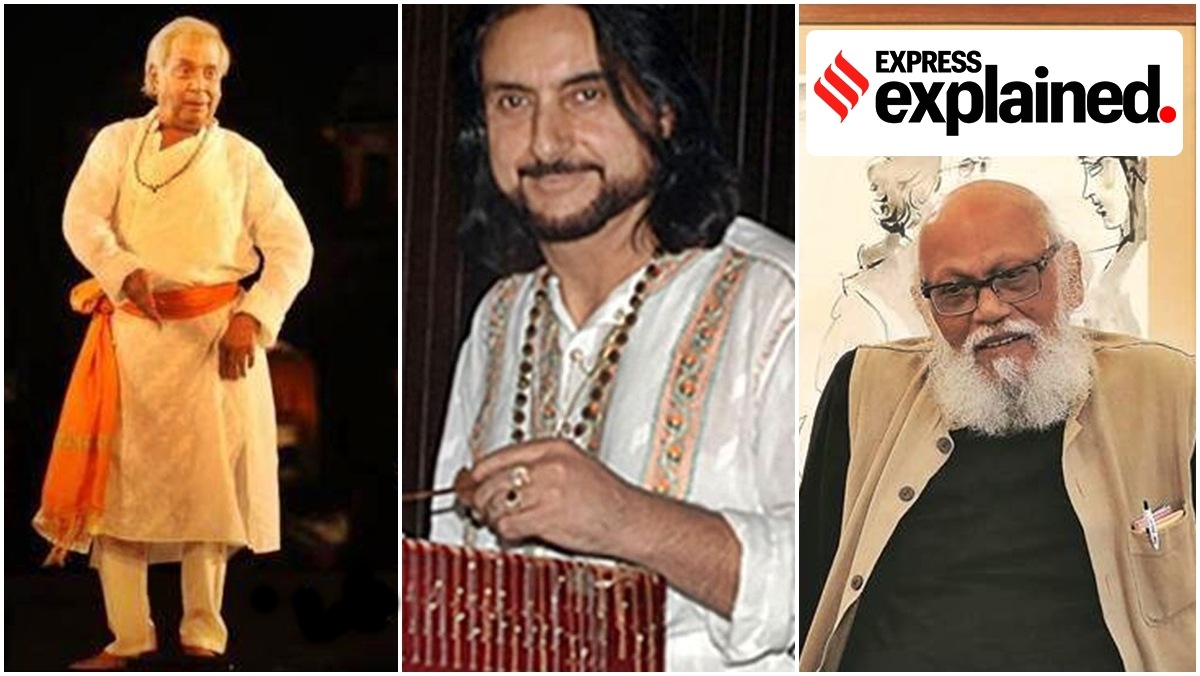 From left to right: Kathak dancer Pandit Birju Maharaj, santoor player Bhajan Sopori and painter Jatin Das. 