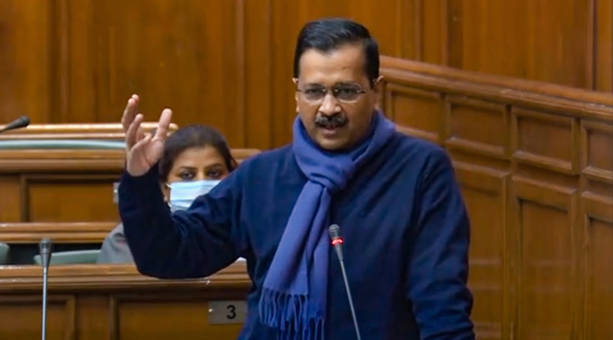 Delhi Chief Minister Arvind Kejriwal during the special session of the Delhi Assembly. (PTI)