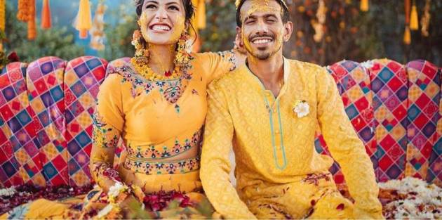 dhanashree verma and yuzvendra chahal haldi ceremony photos