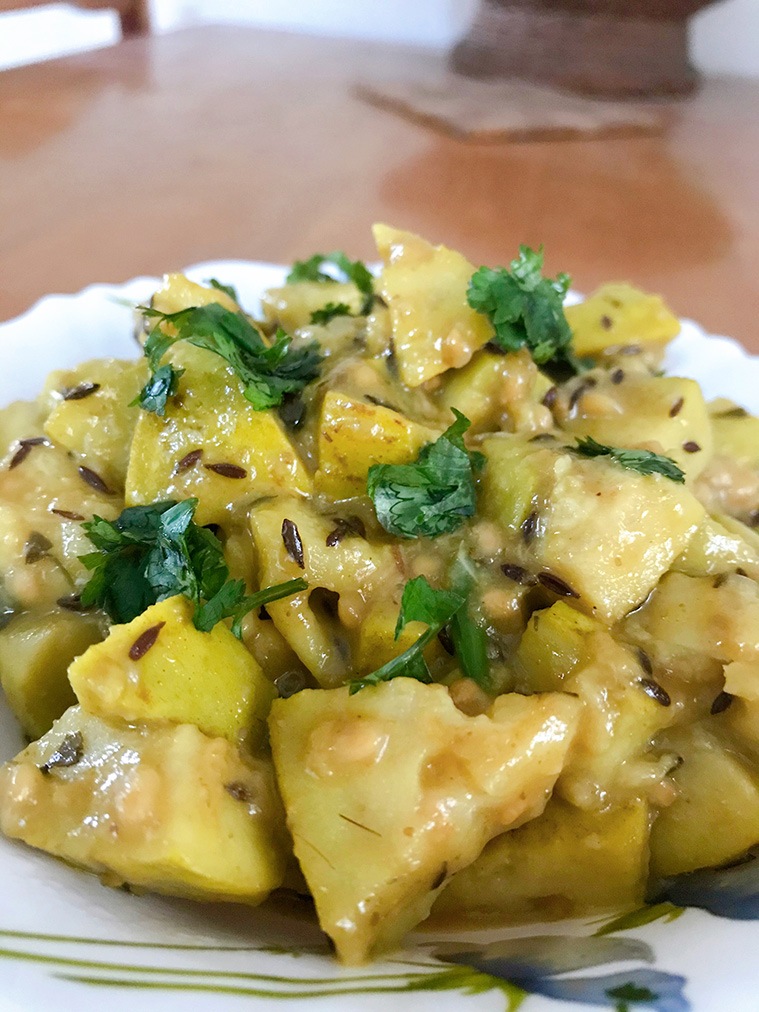 guava subzi recipe, guava recipe, seasonal recipe, winter recipe, easy recipe, vegan recipe, vegetarian recipe, quick recipe, the back burner, indian express lifestyle
