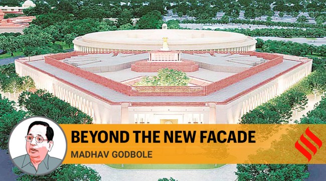 A model of the new Parliament building which is estimated to cost Rs 971 crore. (PTI)