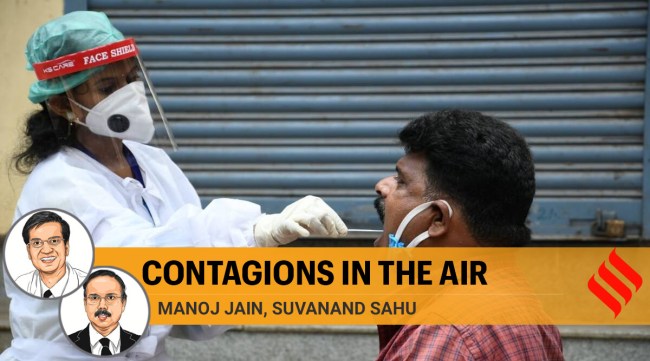 A health workers conducts Covid-19 tests in Chennai. (Express Photo: Srinivas K)
