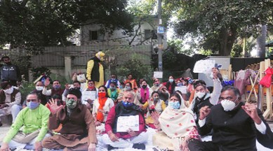 AAP, Amit Shah, Anil Baijal, AAP protest, North Delhi Municipal Corporation, North Delhi Municipal Corporation funds misappropriation, delhi news, indian express news