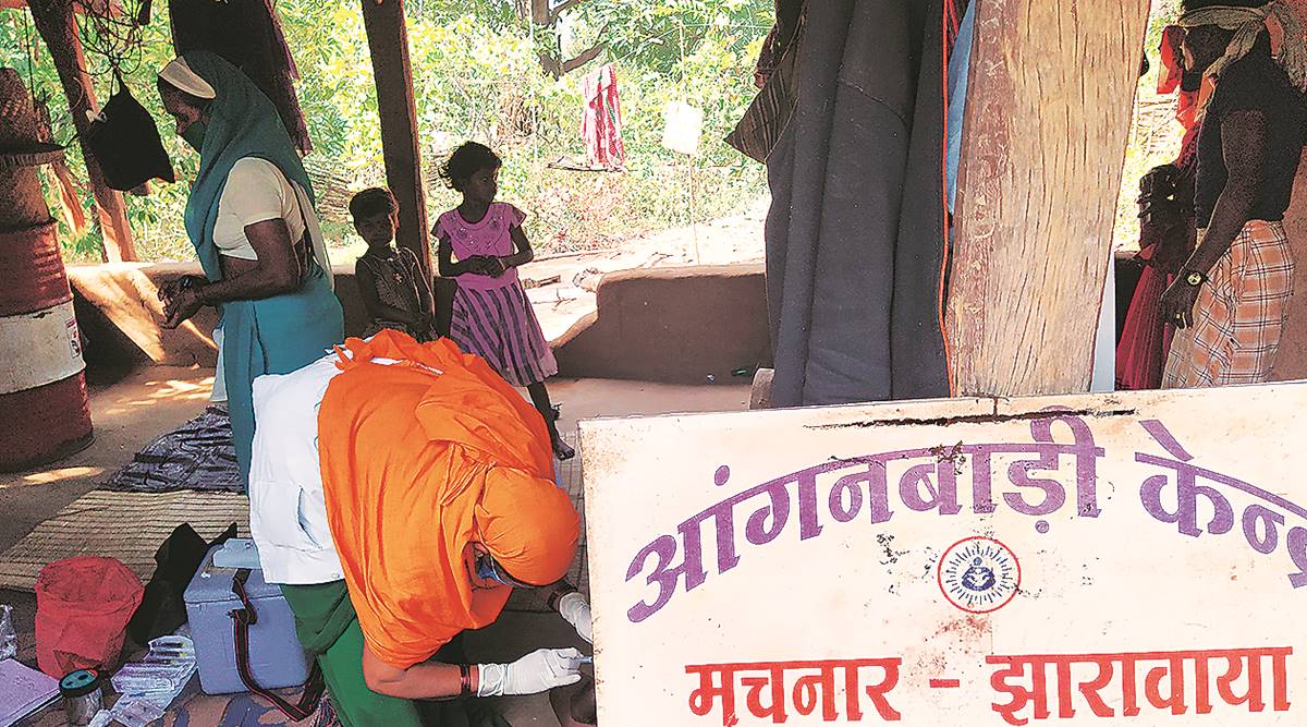 310 km from Raipur, a trek of half-a-day with vaccine, hoping to catch tribals in time