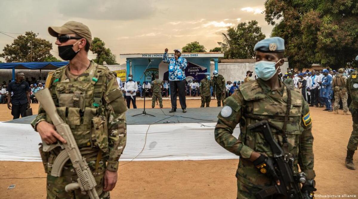 austin-Archange Touadera, President of the Central African Republic, gives a speech in a campaign rally in Bangui, Central African Republic, Dec. 12, 2020. (Xinhua/picture alliance	via DW)