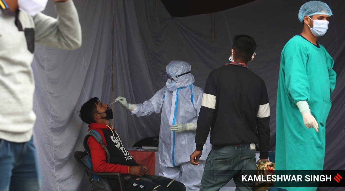 Today also marks the second consecutive day that the toll has remained below 300 — 279 deaths reported on Saturday. (Express Photo: Kamleshwar Singh)