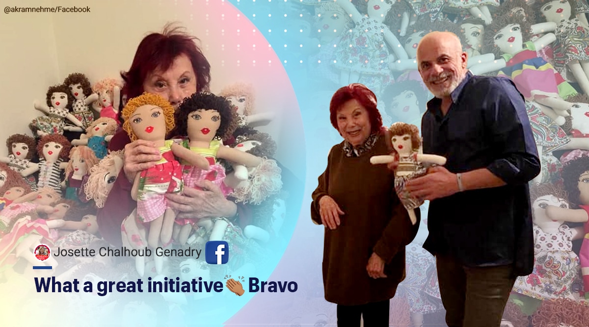 Beirut blast, Beirut blast viral video, woman makes dolls Beirut blast, dolls trending story, elderly woman makes dolls viral story, indian express, indian express news