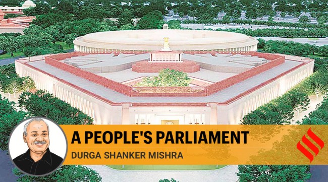 A model of the new Parliament building which is estimated to cost Rs 971 crore. (PTI)